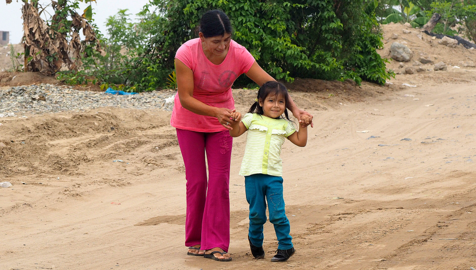 A tragic accident left Luz brain damaged. Her mom, Grimaldina, and CMMB therapists have been working for years to make these first steps possible.