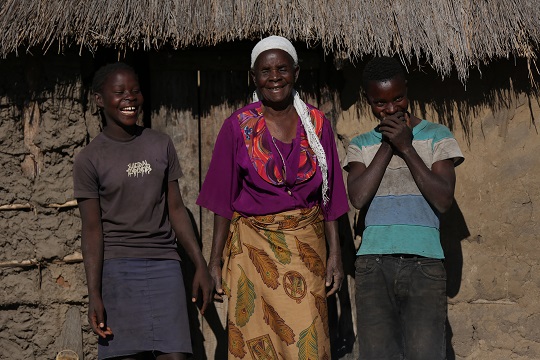 In Kenya Grandma Belita is blind and she takes care of her two grandchildren.