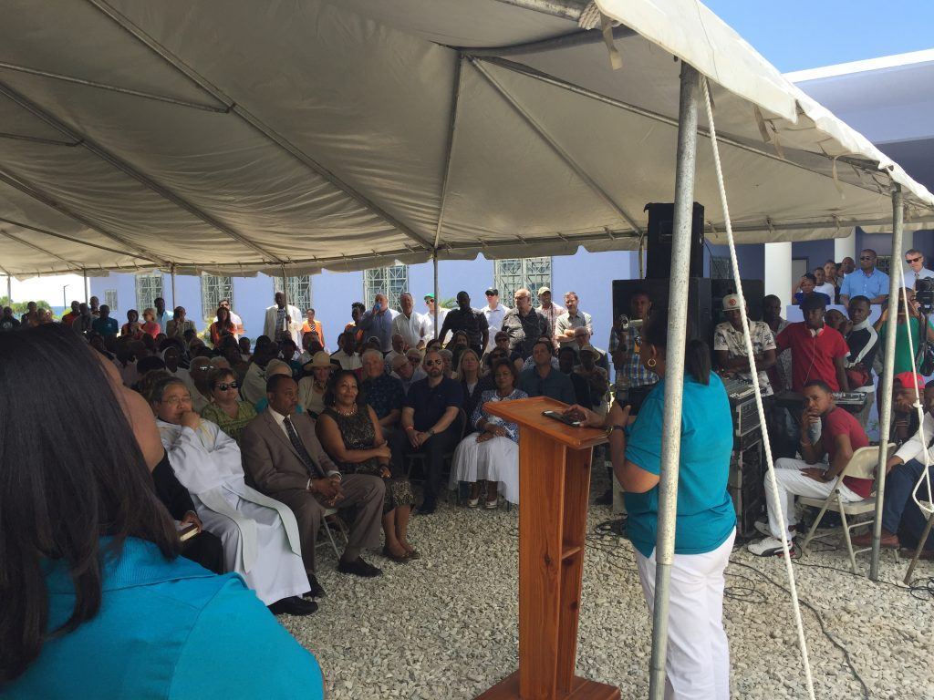Country director, Dianne Jean Francois, addressing the audience at the inauguration. 
