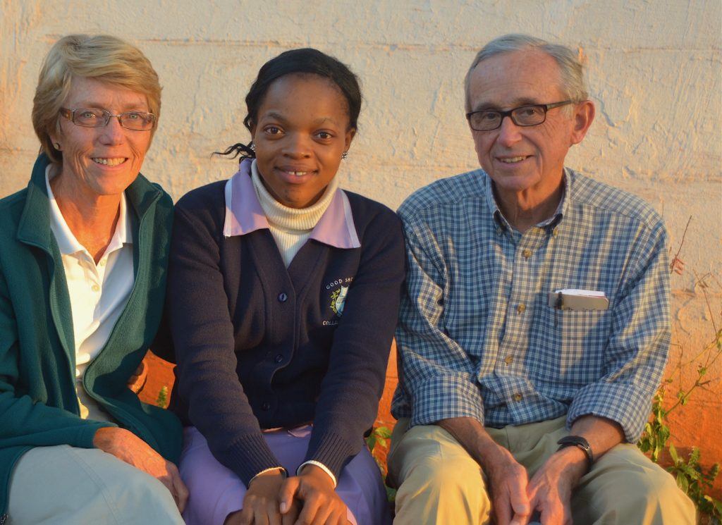 Kathleen and Dr. Al Hartmann with a nurse in Swaziland