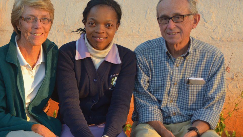 Kathleen and Dr. Al Hartmann with a nurse in Swaziland