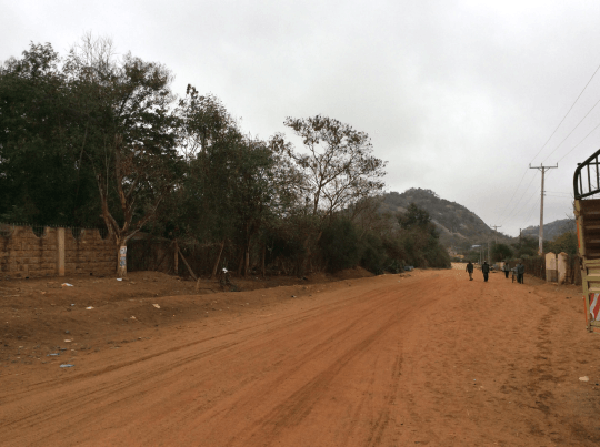 A road in Mutomo, a remote and arid location of eastern Kenya.