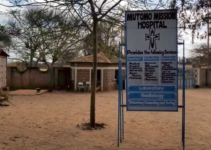 Image of the entrance to the Mutomo Mission Hospital