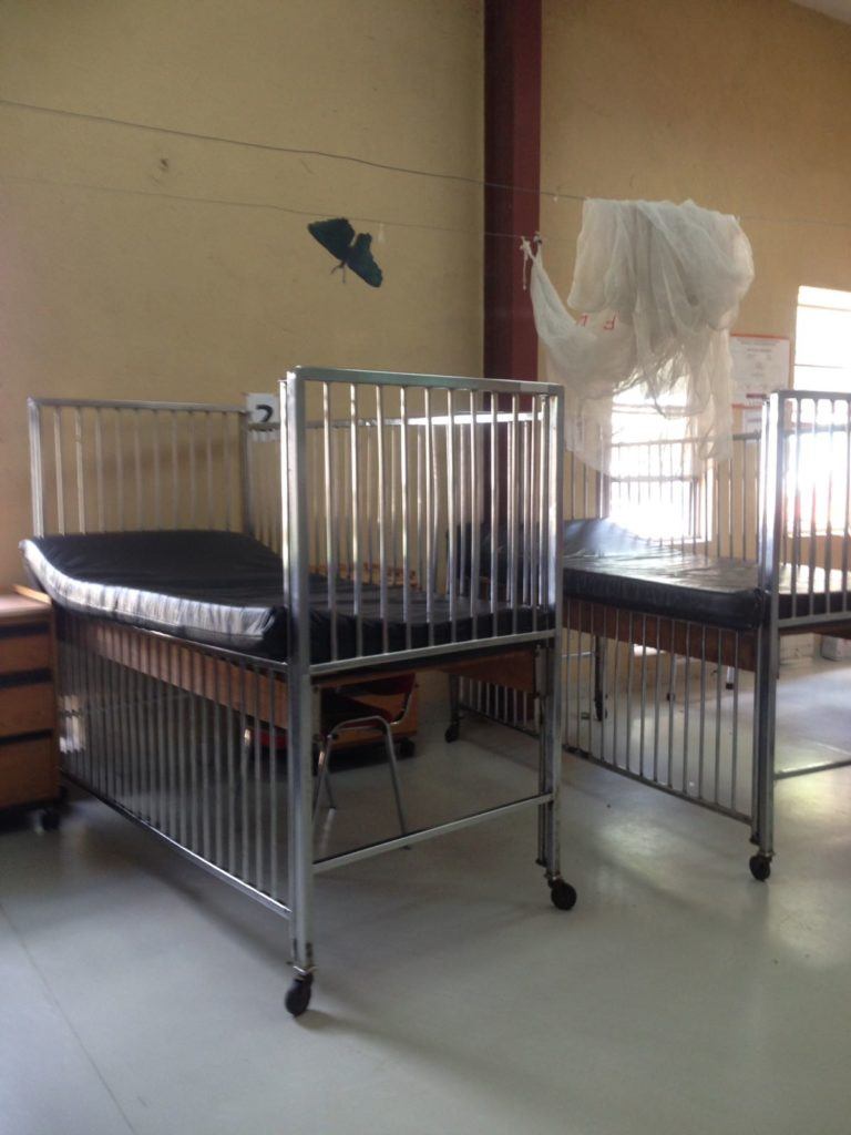 An empty bed at the Children's ward at Mwandi Mission Hospital. 