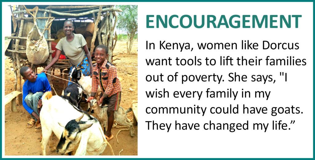 In Kenya, Dorcus wishes every family in her community could have goats to help break the cycle of poverty