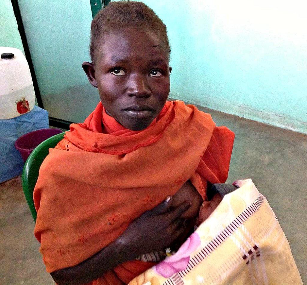 Rania and her baby at Mother of Mercy Hospital in Nuba Mountains of Sudan