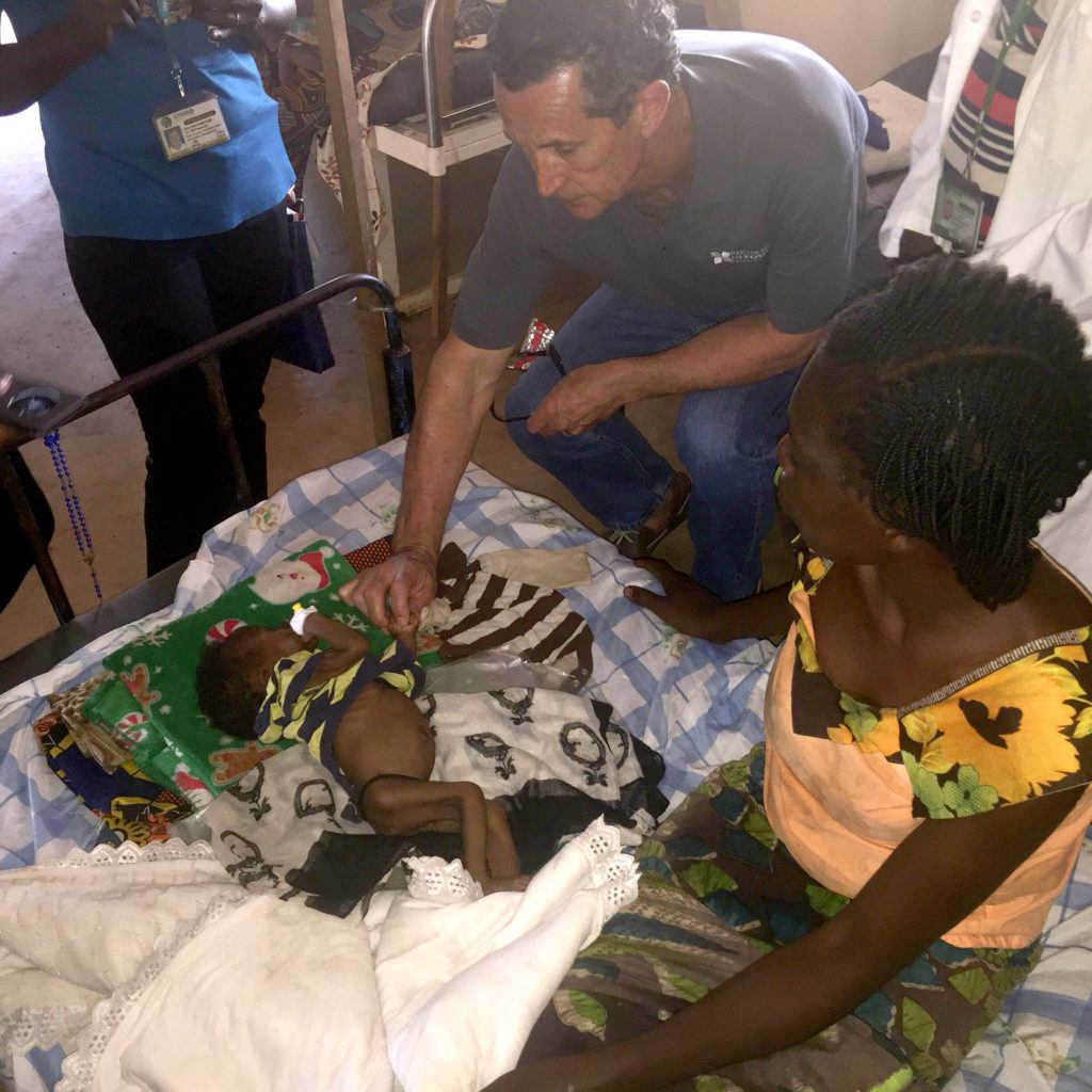 CMMB CEO Bruce Wilkinson in South Sudan_severe malnutrition patient_Josephine receives care at CMMB partner St Teresa Hospital in Nzara