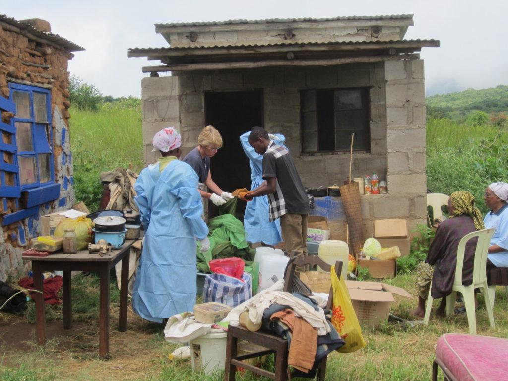 CMMB volunteer Kathleen with home-based care team in Swaziland