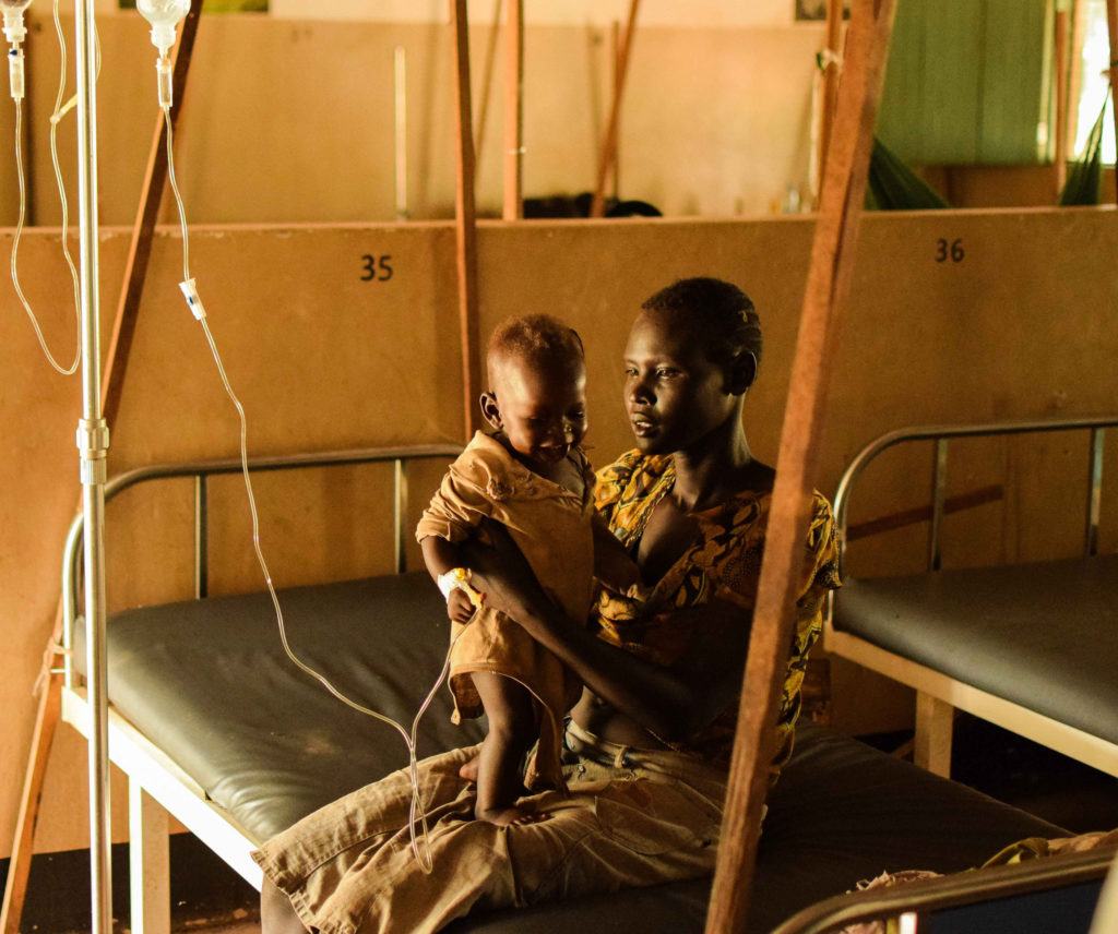 A child in the hospital in South Sudan. 