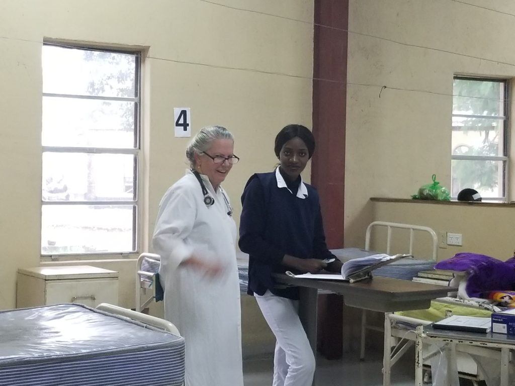 Patricia working at the Mwandi Mission Hospital