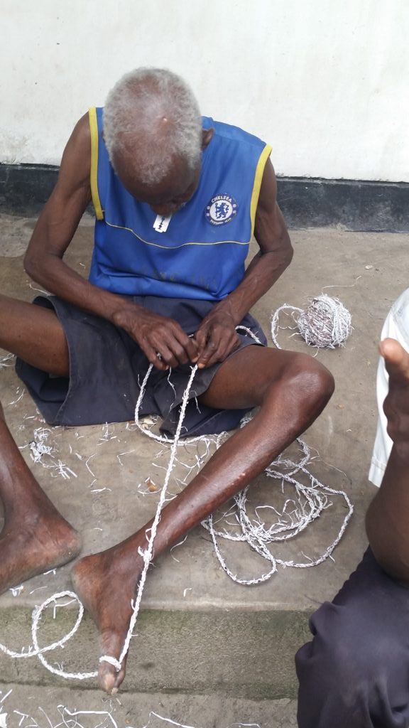 Robert making rope