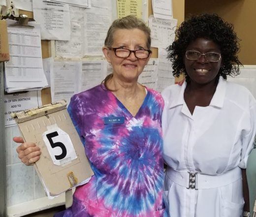 Nancy Allison Burt with a nurse in Mwandi Mission Trip