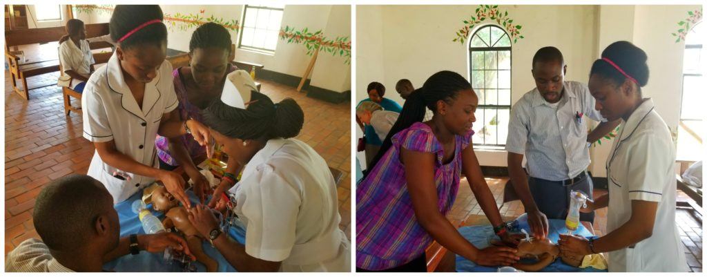  Nurses and nurse practitioners learning about neonatal resuscitation in Mwandi, Zambia
