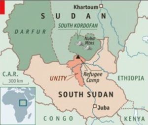 Map of Sudan and the Nuba Mountain