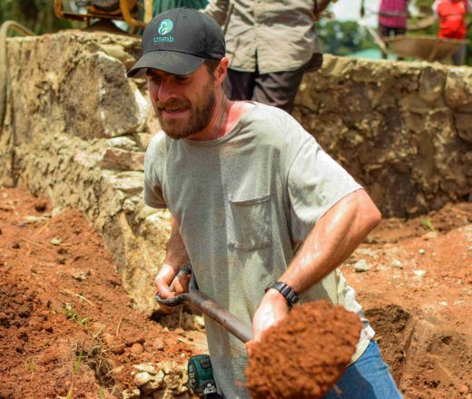 Martin Rubino, Aurora Fellow, is not afraid to get his hands dirty at Nzara Hospital building site.