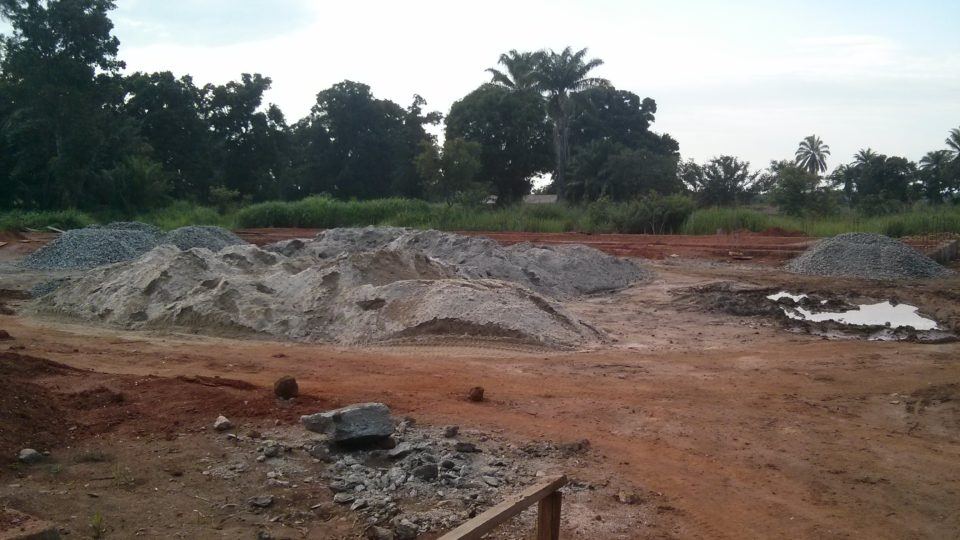 Sand and aggregate materials for concrete at St. Theresa Hospital