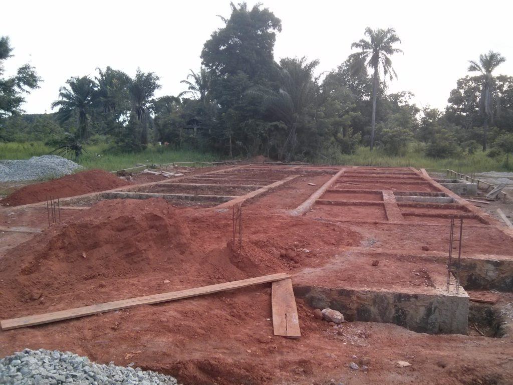 Foundation for the operating theater for the expansion of St. Theresa Hospital in Nzara, South Sudan.