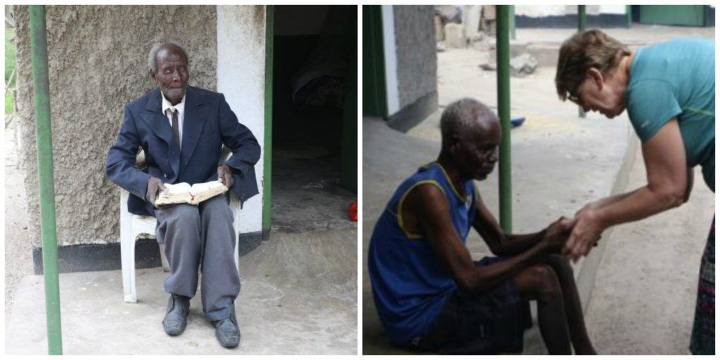Elderly man who is blind in Kandiana in Mwandi, Zambia.
