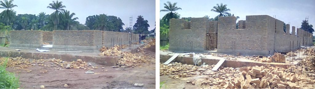 Progress of the surgical ward as of July 1-8, brick work is well underway.