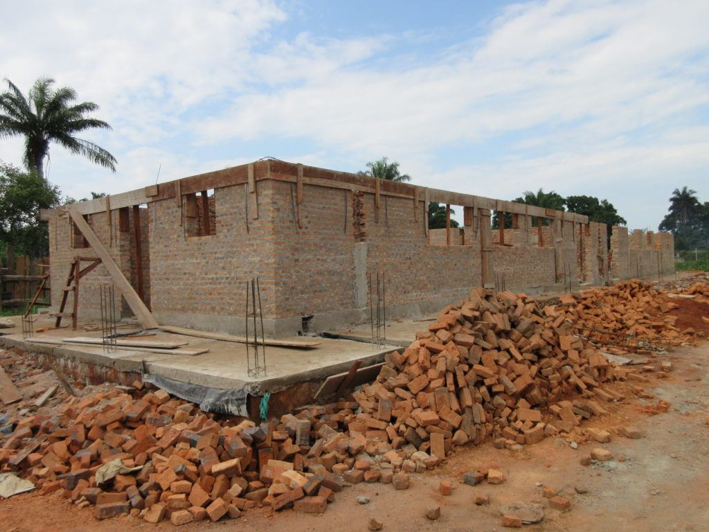 Progress on the surgical ward at St. Theresa Hospital as of July 15. The walls are substantially built up.