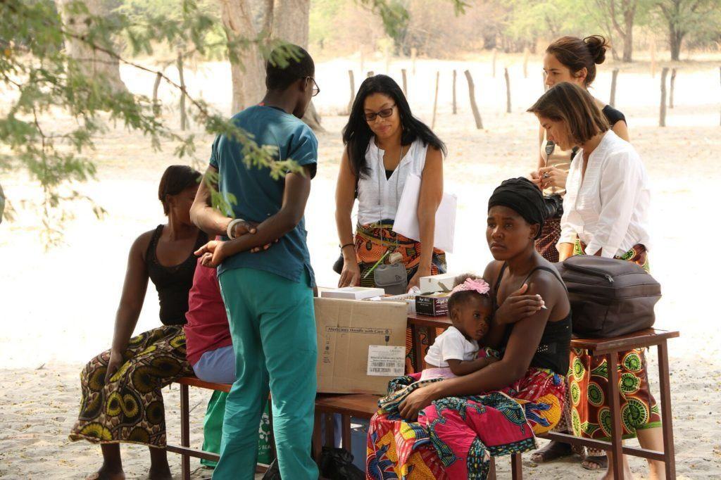 Helene Calvet and other members of the medical mission team in the field