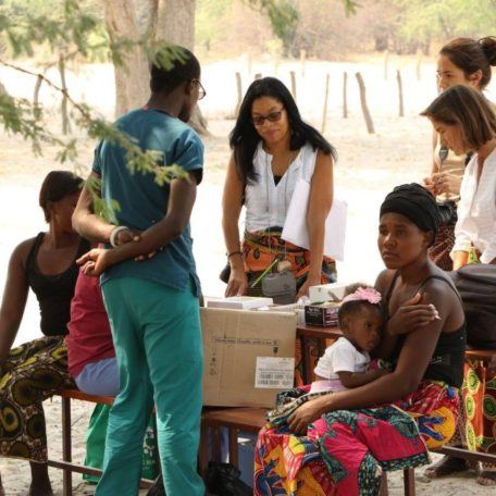 Helene Calvet and other members of the medical mission team in the field