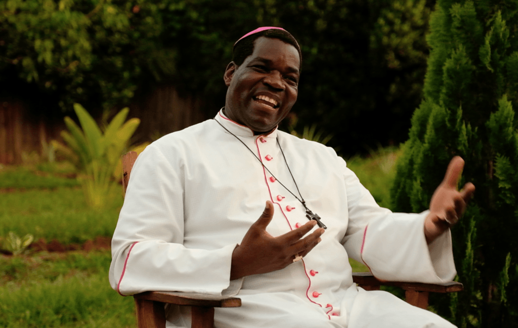 Bishop Eduardo of South Sudan talks with CMMB staff about his role in the peacemaking process.