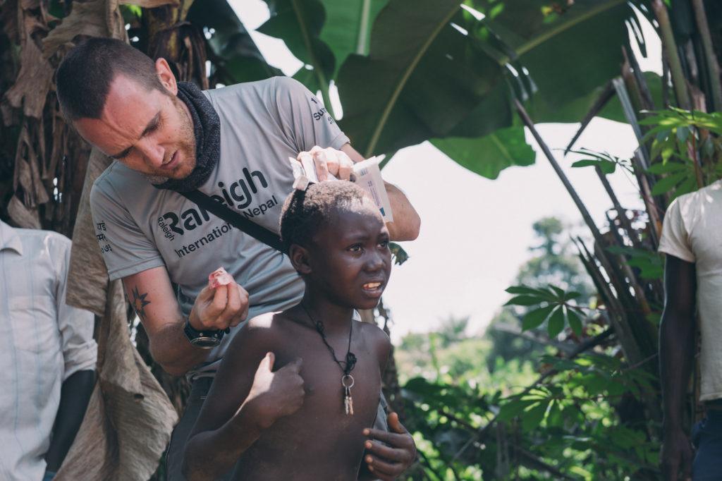 Dr. Matthew Jones cares for a young girl in South Sudan