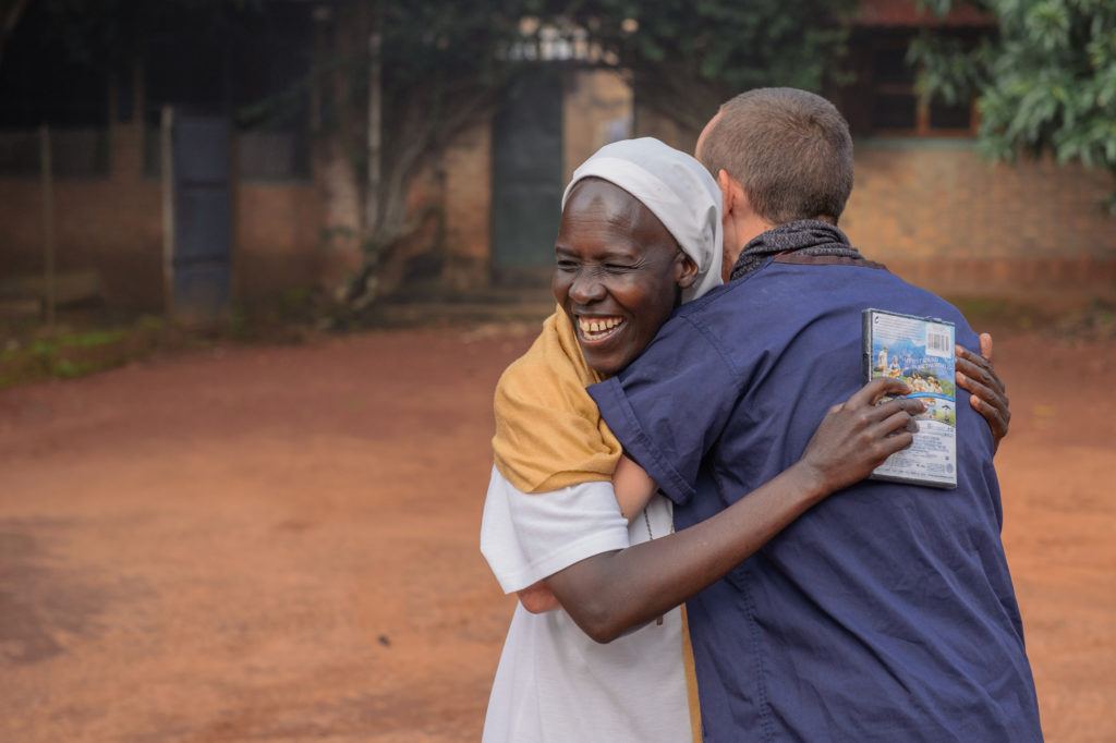 Sister Jane and Dr. Matthew share a moment of joy