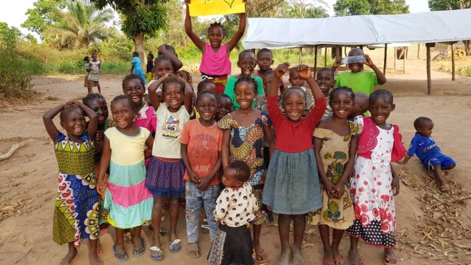 Children in South Sudan with I Love You sign for Valentines Day