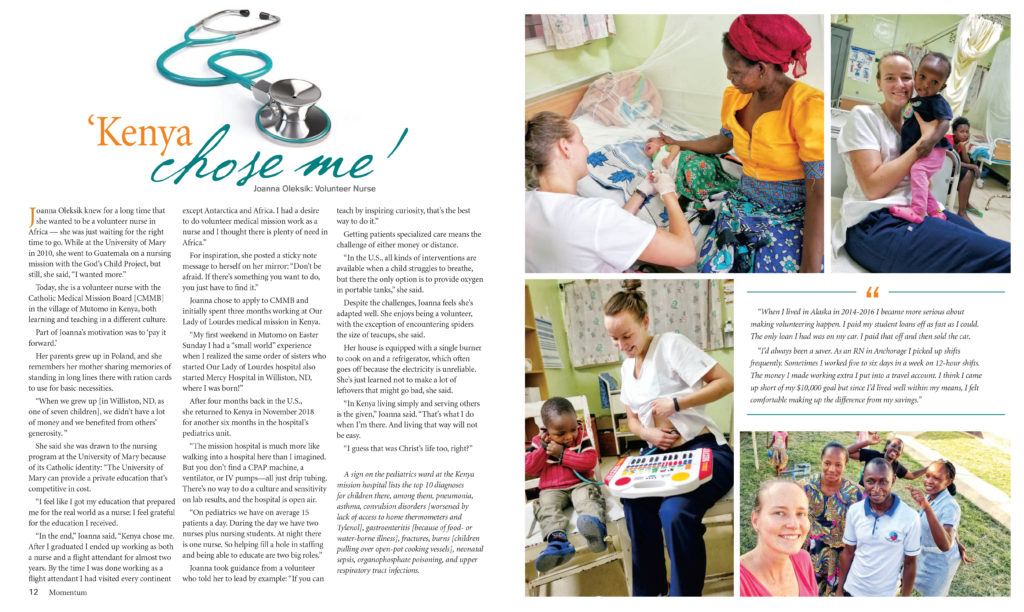 Volunteer and Aurora Fellow was featured in a magazine. This photo is filled with the text and photos of Joanna's story.