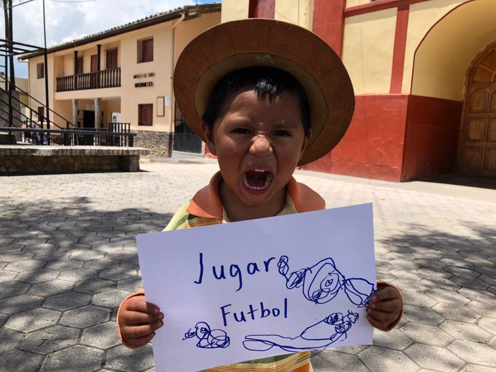 little boy from Peru shares that playing football makes him happy