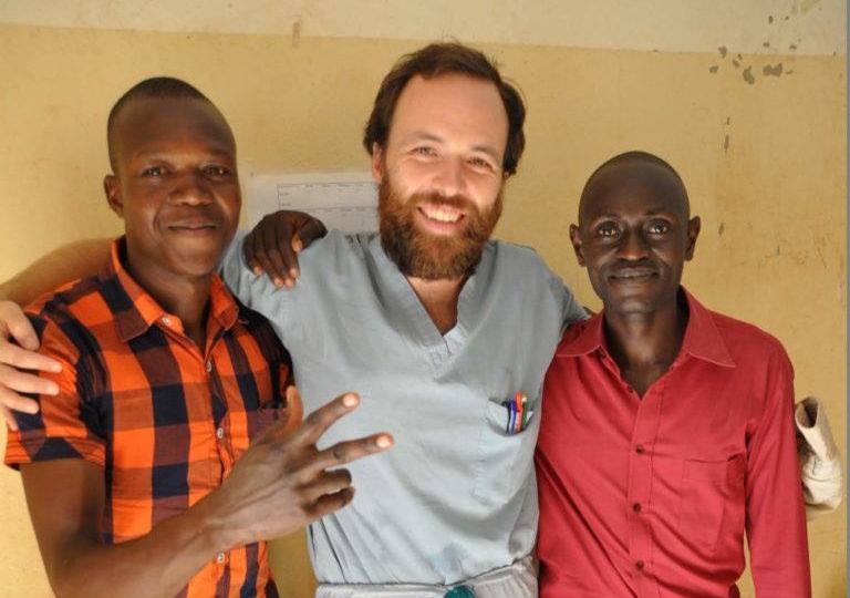 Dr. Dan with two of his students