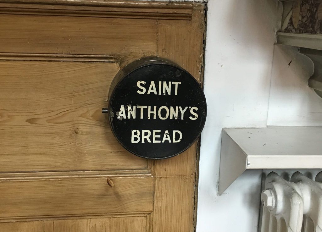 Plaque with the words "St. Anthony's Bread"