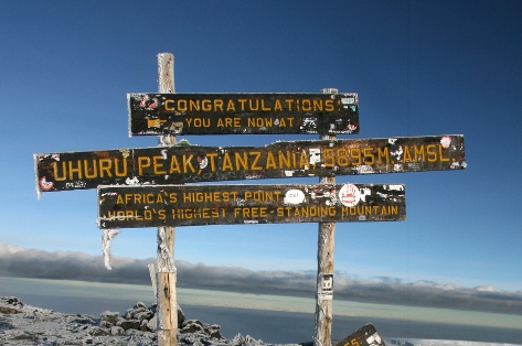 An image of the peak at Mt. Kilimanjaro