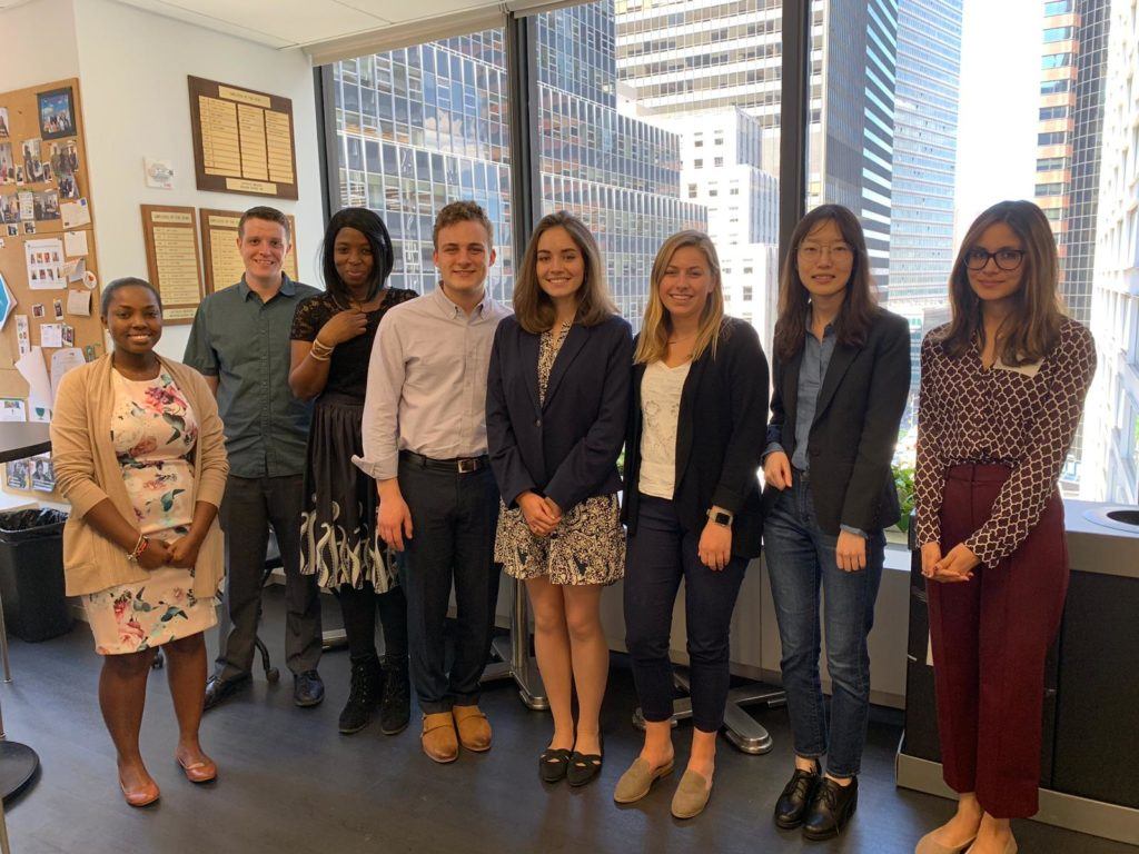 2019 summer interns standing in our office common space