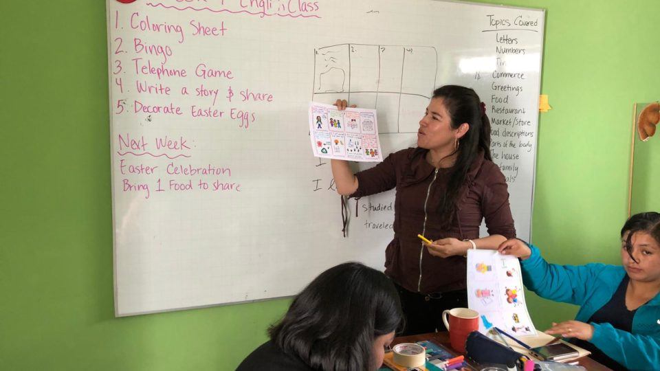 A CMMB staff member in Peru participating in an English Class