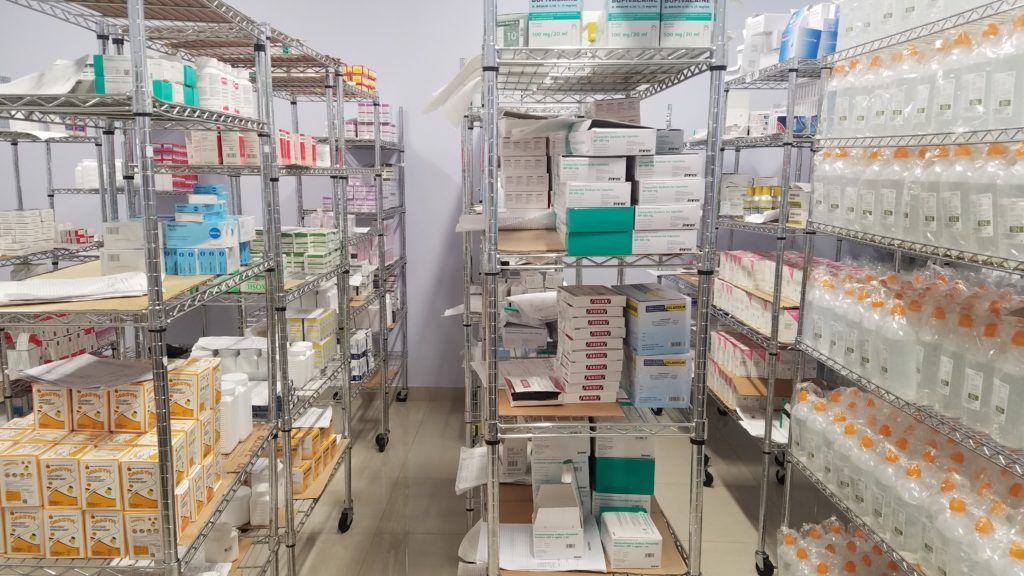 Haiti Pharmacy shelves stocked with medicine