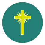 Blue Icon with a yellow cross. This represents our values as part of our volunteer principles