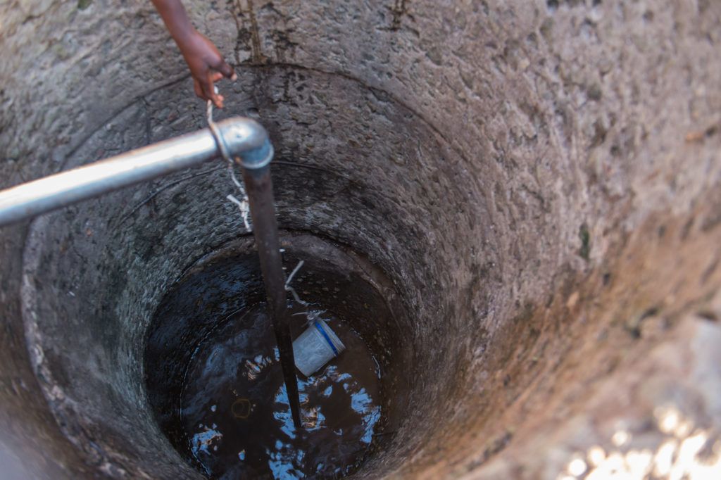 a look into the bottom of a water well