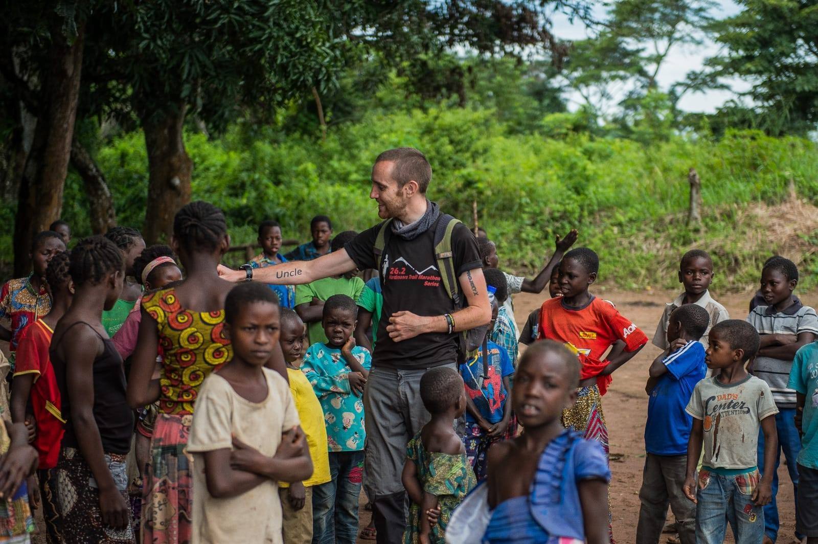 matthew jones in the field with children in south sudan