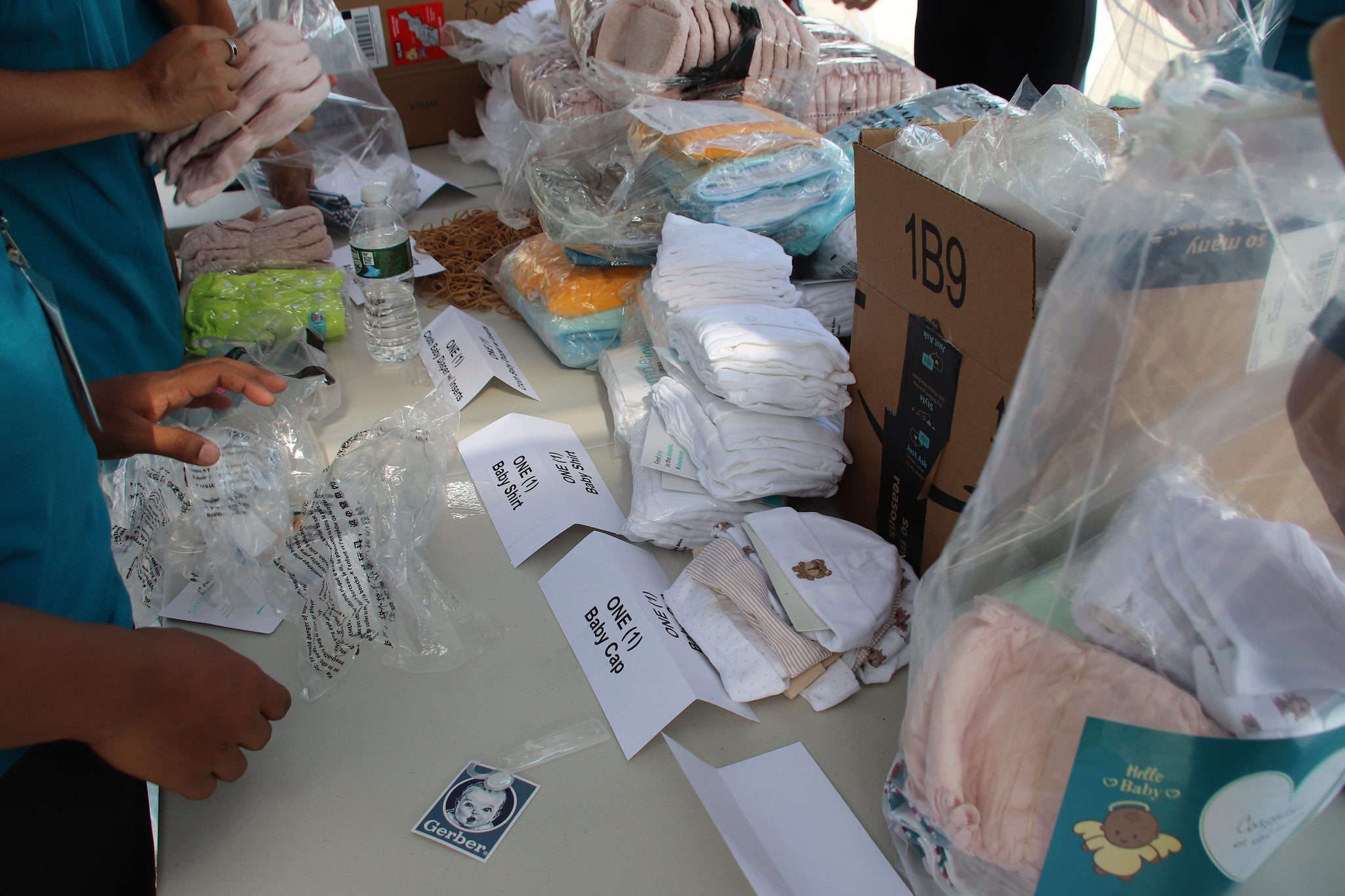 assembly line of baby clothes