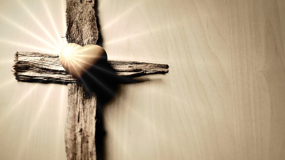 wooden cross with heart