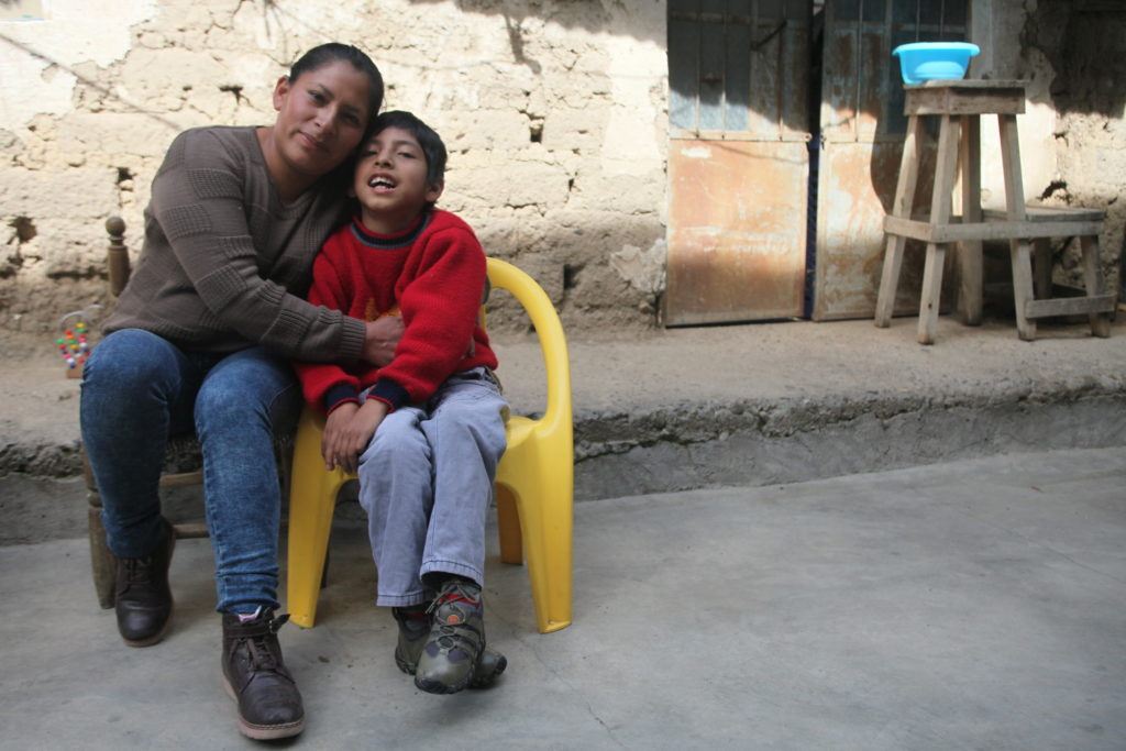 joaquin who has cerebral palsy and his mom in peru