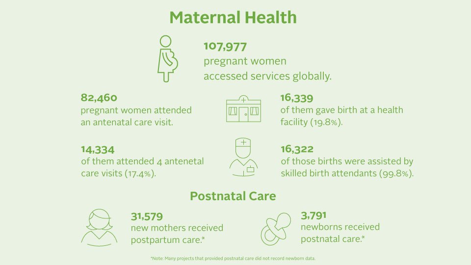 An infographic of 2019 maternal health impact numbers.