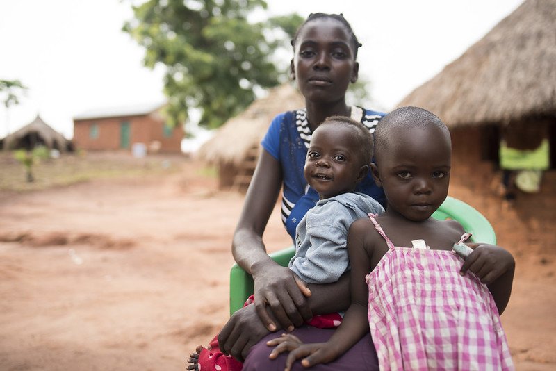 south sudan mother and children in village