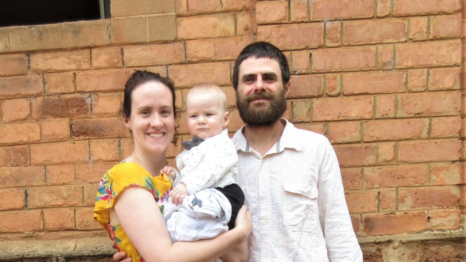 Martin, Sarah and Max in Nzara Sarah with Max and her husband Martin