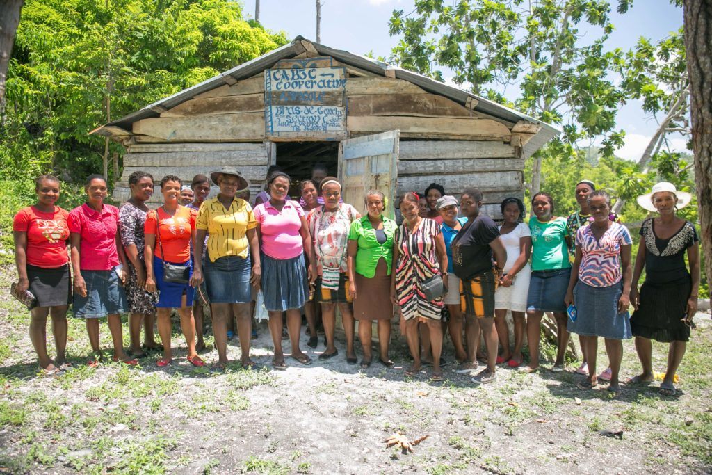 womens group outside in haiti