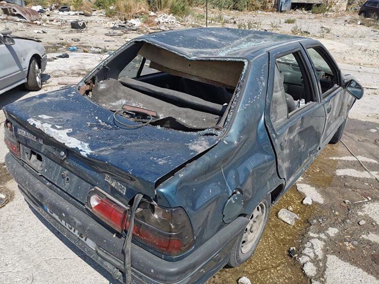 A car destroyed during the explosion in Beirut.