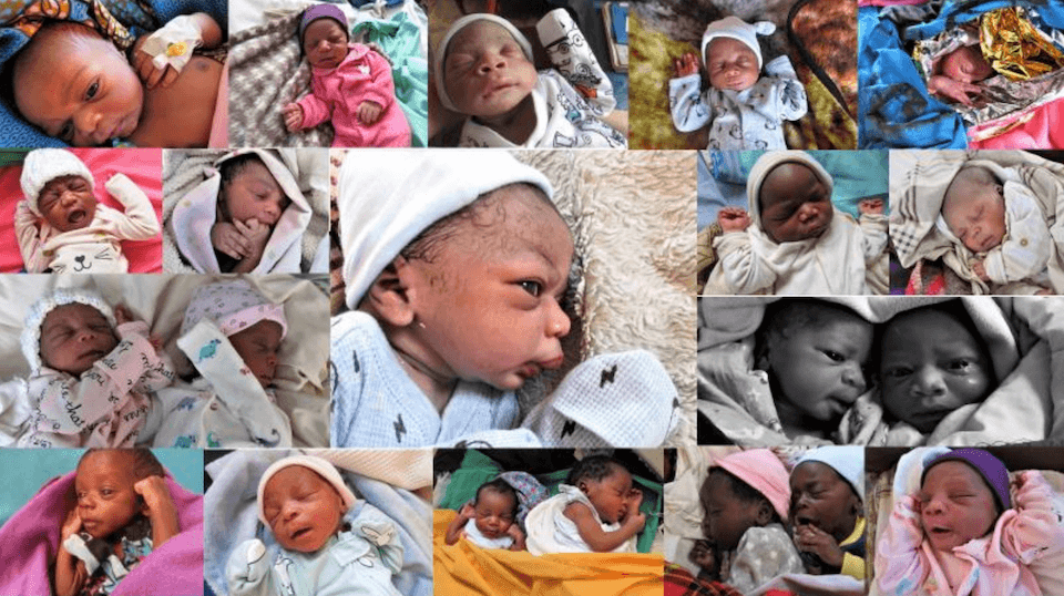 a collage of healthy newborn babies in Nzara South Sudan
